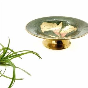 Vintage lacquered brass trinket dish